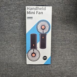 New 2 Pack Portable Handheld Mini Fan - USB Rechargeable - 3 Speeds - black